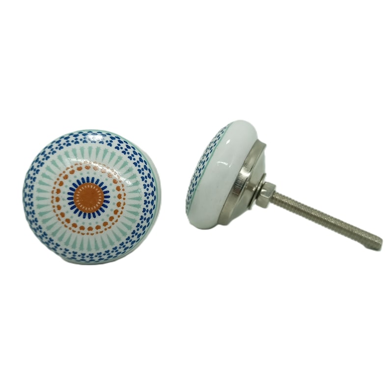 Handmade Multicolor Ceramic Cabinet Knob - Vintage Floral Drawer Pull image 1