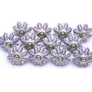 Handpainted Purple Leaf Ceramic Knobs, Kitchen Cabinet Hardware