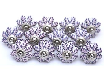 Handbemalte Lila Blatt Keramik Knäufe, Küchenschrank Hardware