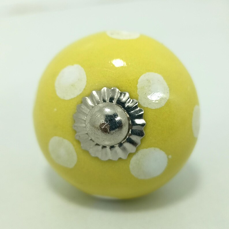 Yellow Mango Yellow Hand-Painted Ceramic Knobs, Kitchen Cabinet Pulls image 7