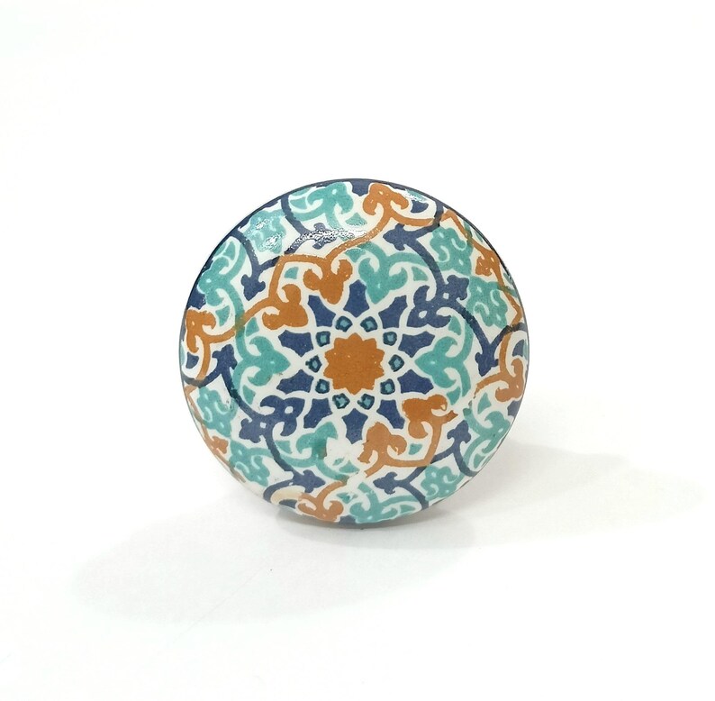 Multicolor Ceramic Knob, Handmade Cabinet Hardware image 1