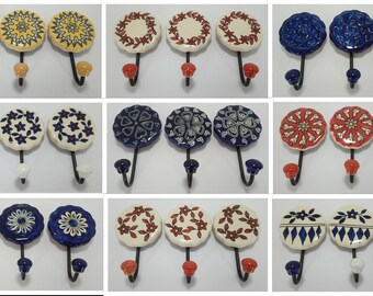 Handmade Ceramic Wall Hooks Hand Painted Wall Hook Decorative Wall Hook Ceramic Coat Hook Clothes Hook Coat Hanger Towel Hat Hooks Etsy