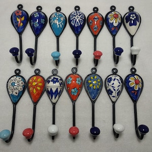 Colorfull Ceramic Hooks Handpainted Hooks Bathroom Hooks Kitchen Wall Hooks Coat Hangers Decorative Hooks Towel Hanger Colorful Hooks