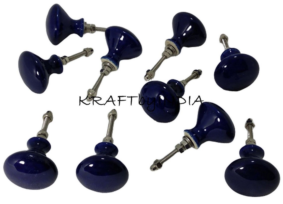 Nevy Blau Farbe Vintage Keramik Knäufe Handbemalte Knäufe | Etsy