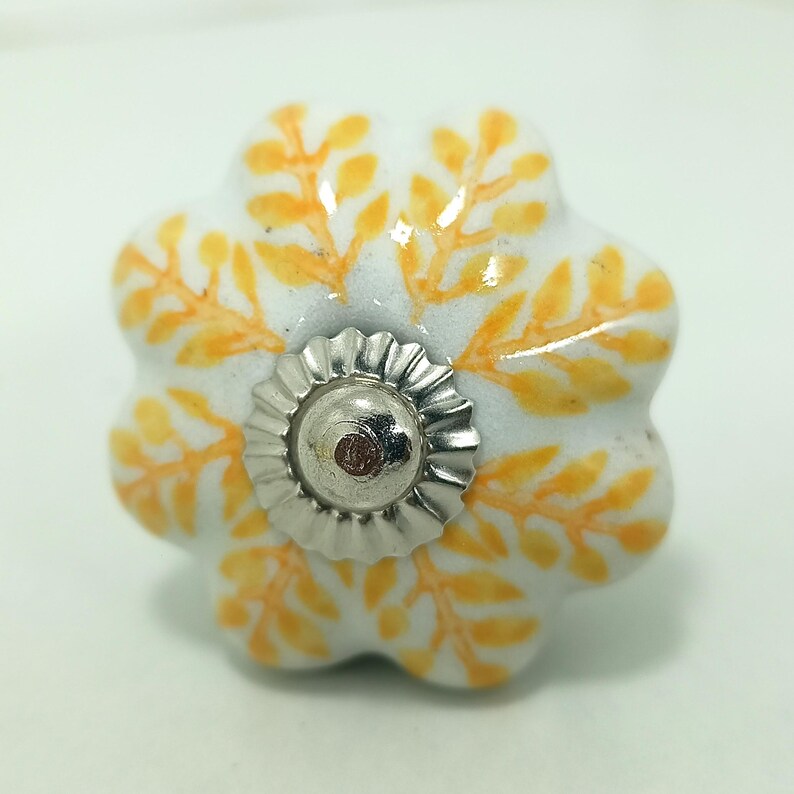 Yellow Mango Yellow Hand-Painted Ceramic Knobs, Kitchen Cabinet Pulls image 20