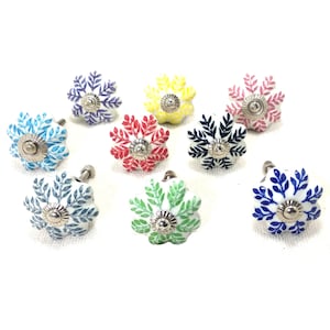 Handbemalte Keramik Möbelknauf, mehrfarbiger Schubladenknauf