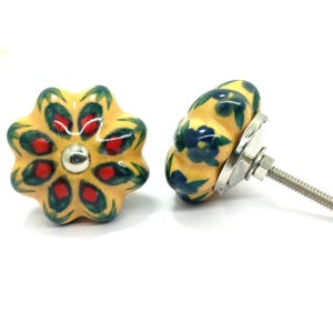 Handpainted Ceramic Pumpkin Knobs - Multicolor Kitchen Cabinet Hardware image 2