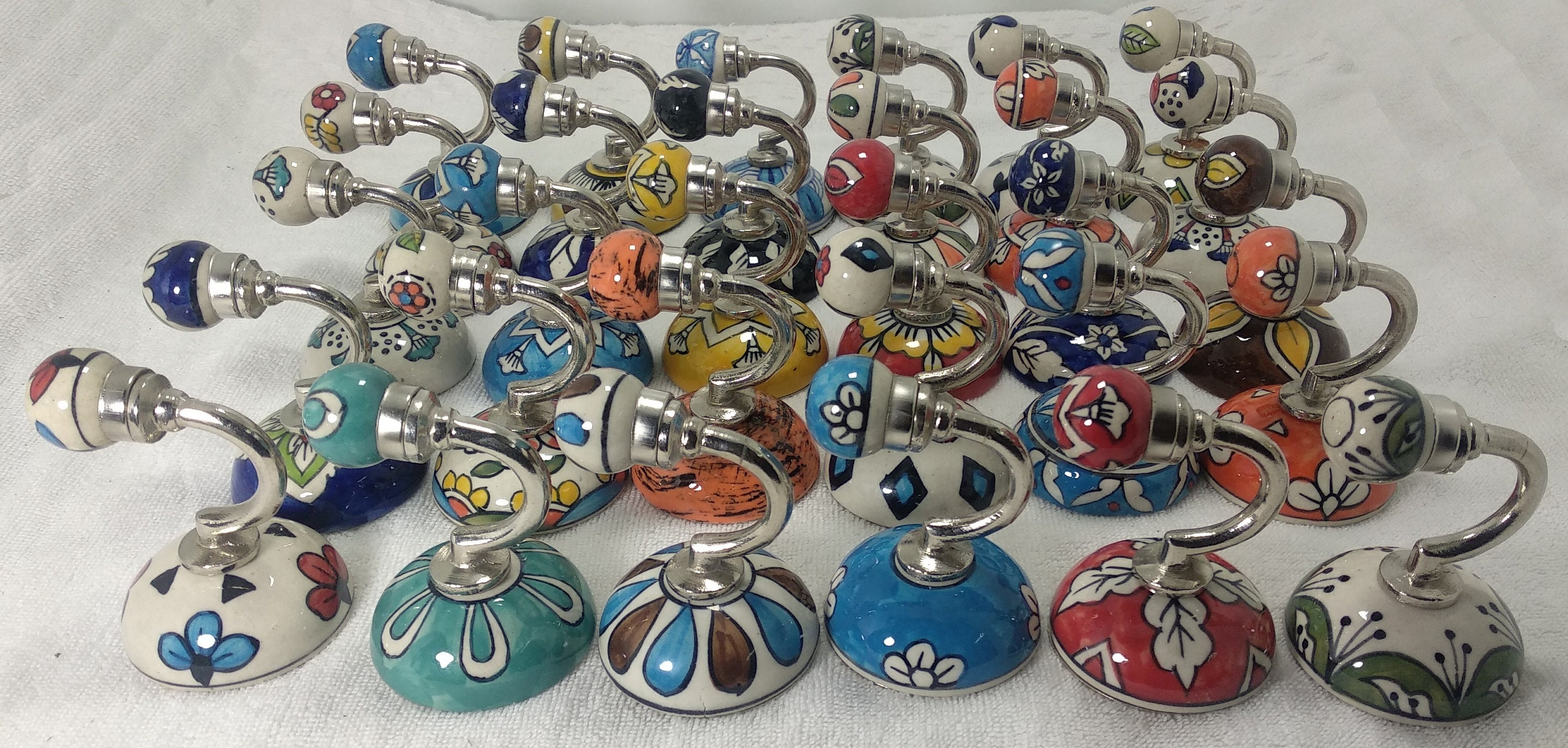 Mehrfarbige Wandhaken aus Keramik Handbemalte Haken | Etsy