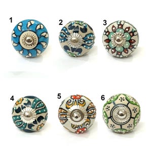 Embossed Ceramic Cabinet Knob, Floral Drawer Pull