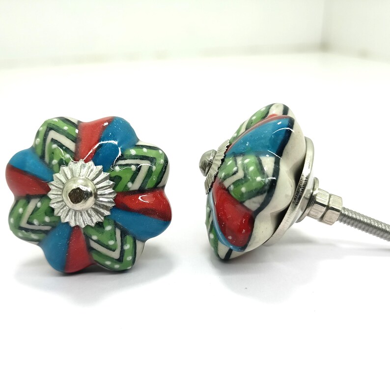 Handpainted Ceramic Pumpkin Knobs - Multicolor Kitchen Cabinet Hardware image 17