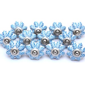 Pomo de cajón de cerámica azul cielo, diseño de hojas pintadas a mano