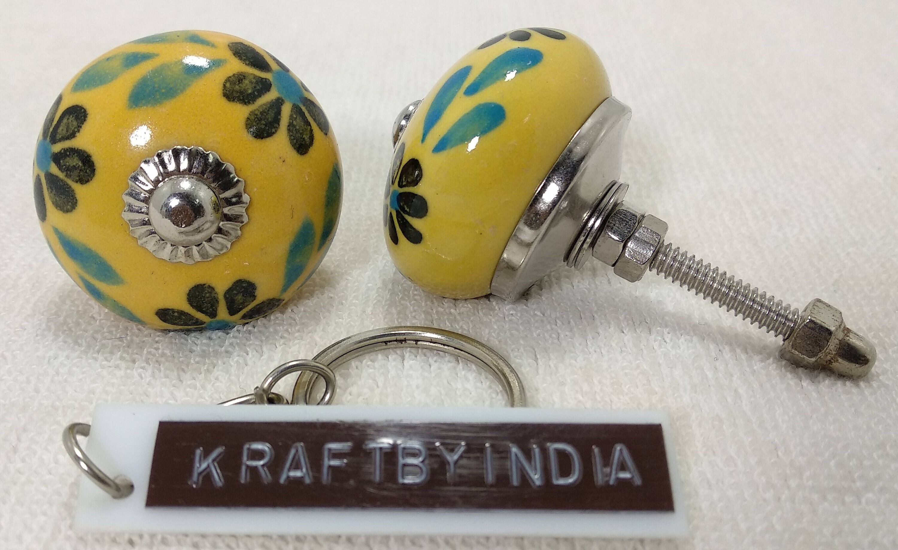 Yellow Ceramic Knobs Kitchen Drawer Knobs Cupboard Etsy