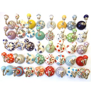 Diverse kleurrijke keramische haken Handgeschilderde haken Badkamerhaken Keukenmuurhaken Kleerhanger Decoratieve haken Handdoekhanger Kleurrijke haak