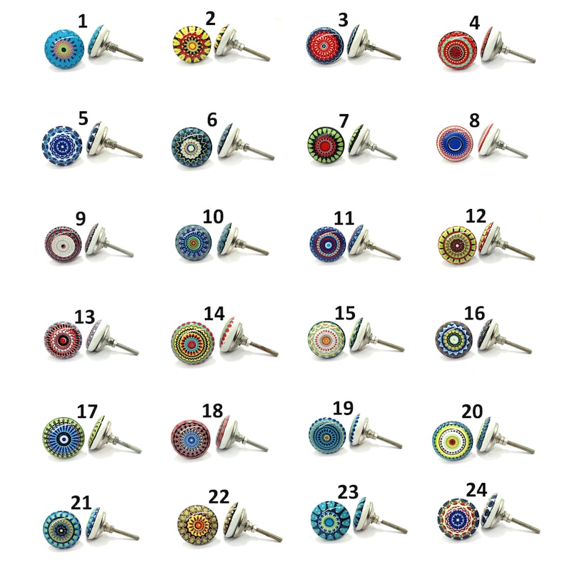 Boutons de meuble en céramique multicolore, poignées de tiroir de décoration d'intérieur image 1
