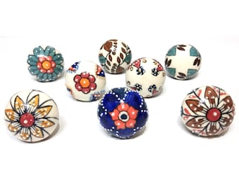 Multicolor Emboss Ceramic Knobs Handpainted Kitchen Cabinet Drawer Knobs Vintage Knobs Ceramic Door Knobs Drawer Knobs Drawer Pulls