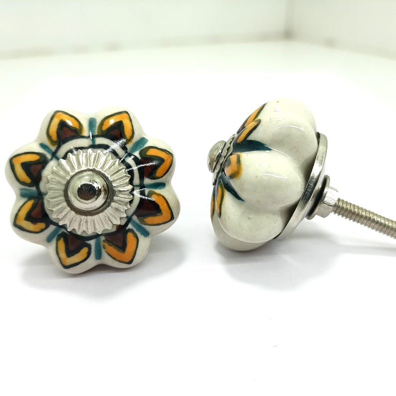 Handpainted Ceramic Pumpkin Knobs - Multicolor Kitchen Cabinet Hardware image 6