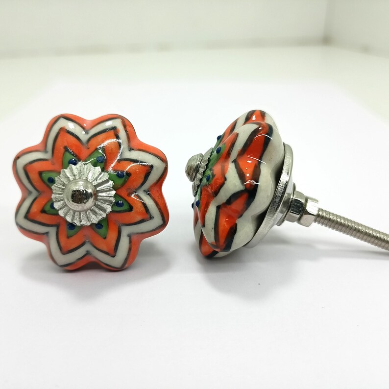 Handpainted Ceramic Pumpkin Knobs - Multicolor Kitchen Cabinet Hardware image 14