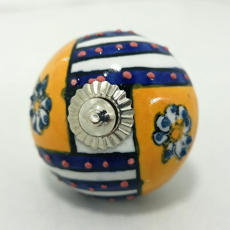 Yellow Mango Yellow Hand-Painted Ceramic Knobs, Kitchen Cabinet Pulls image 16