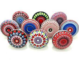 Multicolor Ceramic Door Knobs, Vintage Style Drawer Pulls