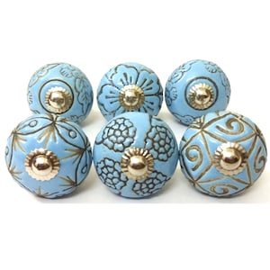 Sky Blue Vintage Ceramic Knobs Kitchen Cabinet Drawer Knobs Cupboard Knobs Drawer Knobs Hardware Knobs Drawer Pulls