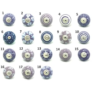 Lila Keramikschrank Knäufe - Mixed Designs Knäufe | Handgefertigte Möbelbeschläge