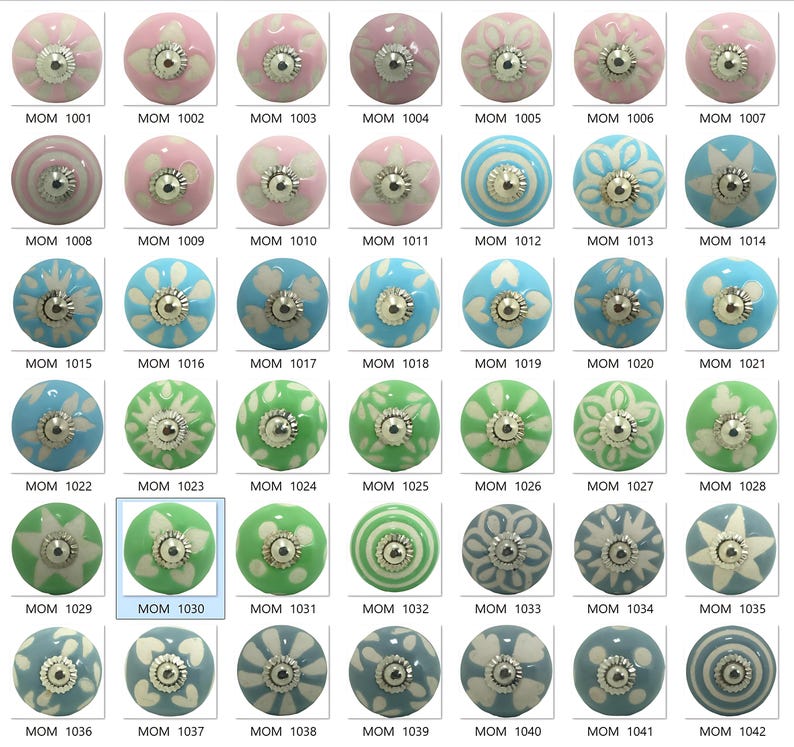 Vintage Knäufe Keramik | Pastell Blumen Schrankgriffe | Landhaus Dekor Bild 1