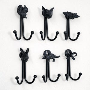 Black Animal Wall Hooks | Decorative Coat Key Hat Hook | Vintage Style Wall Decor