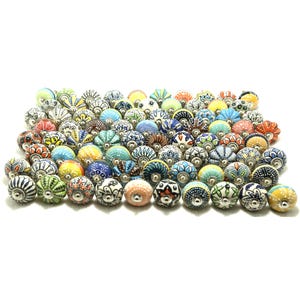 Multi Color Embossed Ceramic Cabinet Knob, Drawer Pull