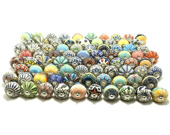 Multi Color Embossed Ceramic Cabinet Knob, Drawer Pull