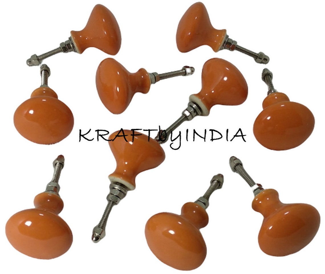 Orange Farbe Vintage Keramik Knäufe Handbemalte Knäufe | Etsy