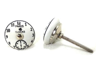 Keramische ladeknop Parijse klok, keukenkasthardware