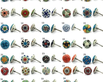 Hand Painted Ceramic Knobs – Colorful Floral Cabinet Drawer Pulls, Boho Furniture Hardware