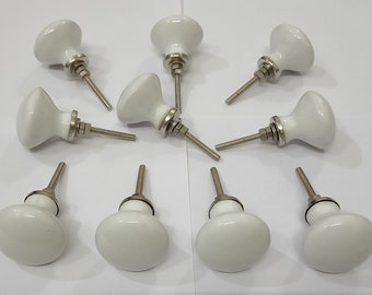 6pcs Design Creative Flower Ceramic Pull Handle Kitchen Cabinet Knobs Showcase Door Handle Drawer Dresser Pull Handle Girl's Room Furniture Decoration,White(White