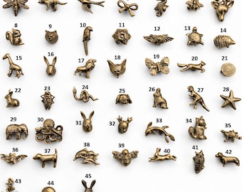 Antique Brass Animal Knob | Vintage Cabinet Drawer Pull