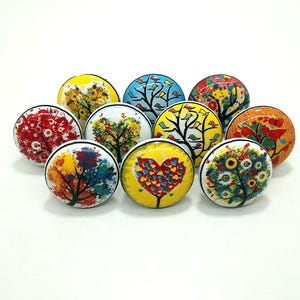 Pomelli per cassetti in ceramica con design ad albero, ferramenta vintage per mobili immagine 2