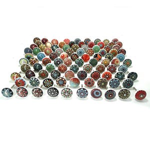 Handgeschilderde keramische ladeknoppen, veelkleurige vintage kastbeslag