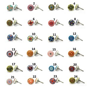 Puxadores de gaveta vintage com botões de cerâmica multicoloridos imagem 1
