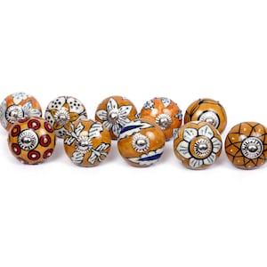 Handpainted Ceramic Drawer Knobs - Embossed Kitchen Cabinet Hardware
