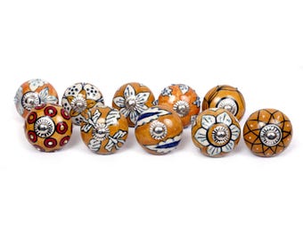 Handpainted Ceramic Drawer Knobs - Embossed Kitchen Cabinet Hardware