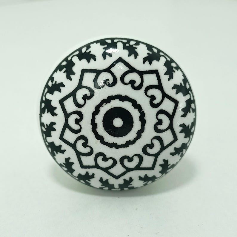 Mandala Pattern Ceramic Knobs | Bohemian Drawer Pulls | Cupboard Door Handles | Home Decor Hardware image 9