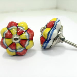 Handpainted Ceramic Pumpkin Knobs - Multicolor Kitchen Cabinet Hardware image 3