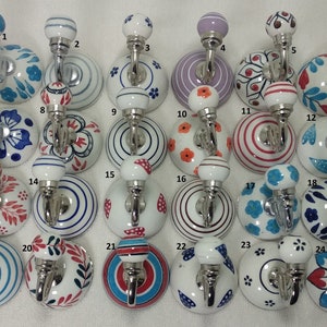 Assorted Colorfull Ceramic Hooks Handpainted Hooks Bathroom Hooks Kitchen Wall Hooks Coat Hanger Decorative Hooks Towel Hanger Colorful Hook