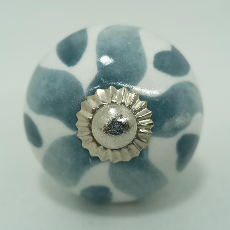 Handbemalte Keramik Knäufe, Graues Blumenmuster, Vintage Stil Bild 12