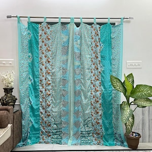 Rideau indien en tissu saree en soie fait main, rideau décoratif bohème hippie, rideau de porte bohème, décoration de chambre, rideau coloré, rideaux cadeau