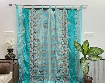 Handmade Silk Saree Curtain, Bohemian Door Decor, Hippie Colorful Curtains