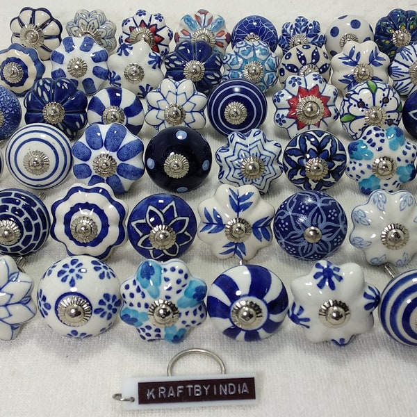 Blaue und weiße gemischte keramische Knäufe Küchenschrank-Schubladenknäufe Schrankknöpfe Schubladenknäufe Hardware Knobs Drawer Pulls