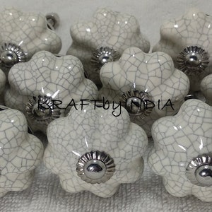 Cream Crackle Ceramic Door Knobs Hand-painted Kitchen Cabinet Drawer Knobs Vintage Knobs Ceramic Door Knobs Drawer Knobs