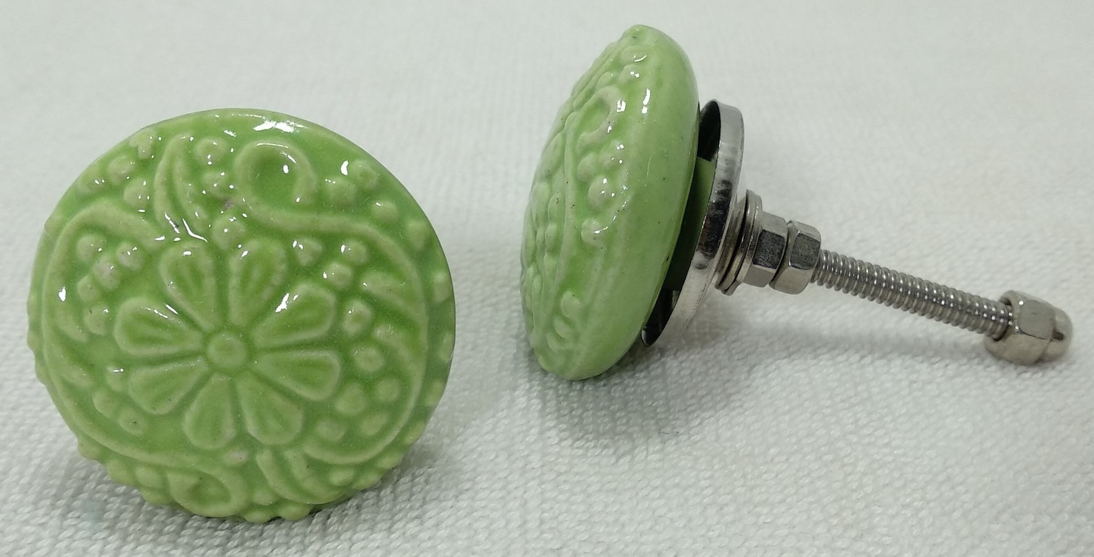Green Vintage Ceramic Door Knobs Handpainted Kitchen Etsy
