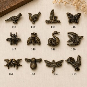 Bird & Insect Metal Cabinet Knobs, Antique Brass Butterfly Dragonfly Bee Swan Sparrow Rooster Drawer Pulls, Rustic Furniture Hardware