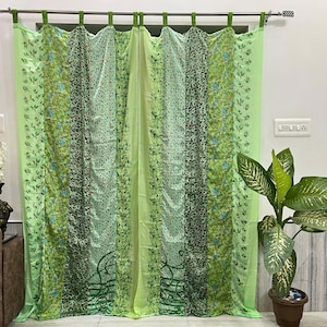 Indian Handmade Silk Sari Curtain Drape, Colorful Saree Curtain, Boho Saree Curtains, Decorative Boho Hippie Curtains, Room Decor Curtains